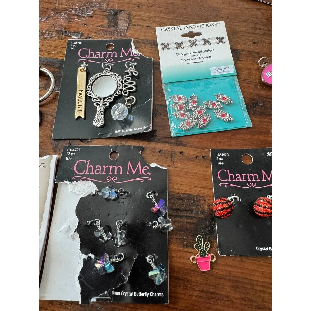 Charm Me‎ Swarovski Crystal Jewelry Making Charms and Keychain Bundle Lot